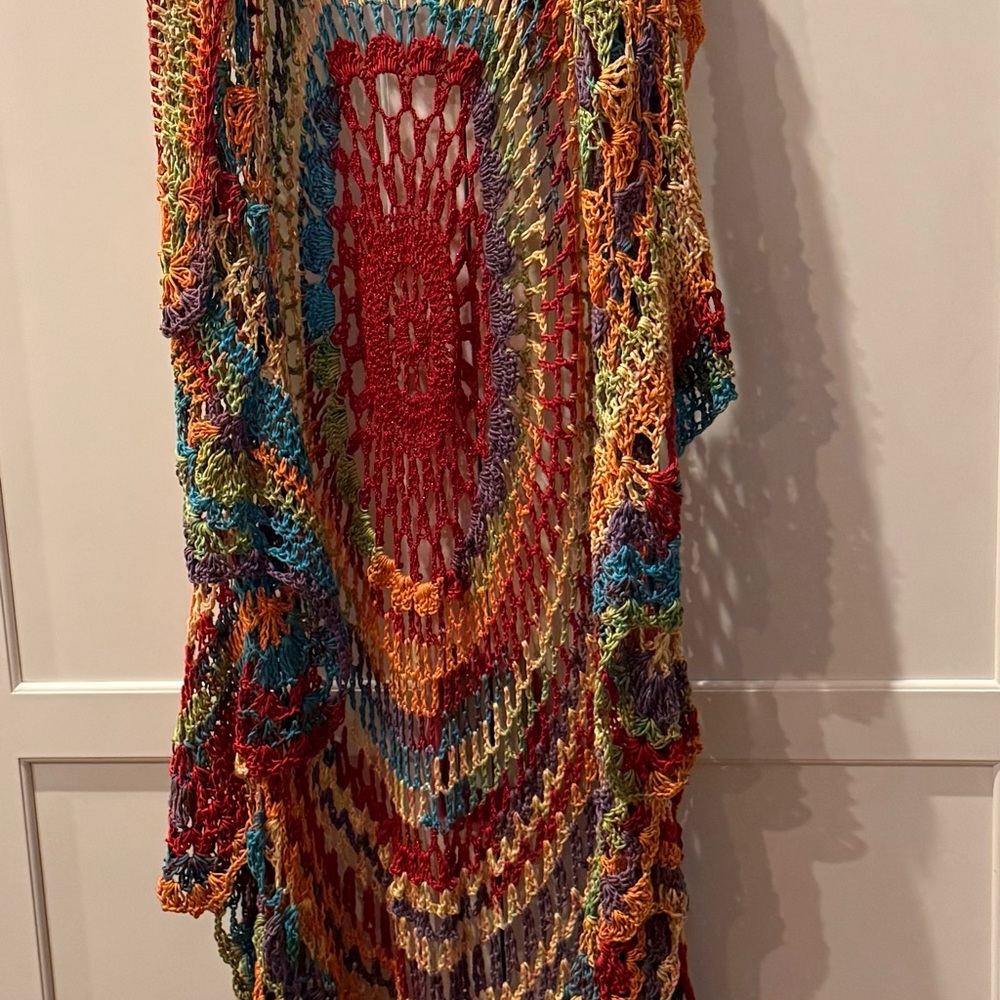 Colorful Crochet Women's  Boho Cape